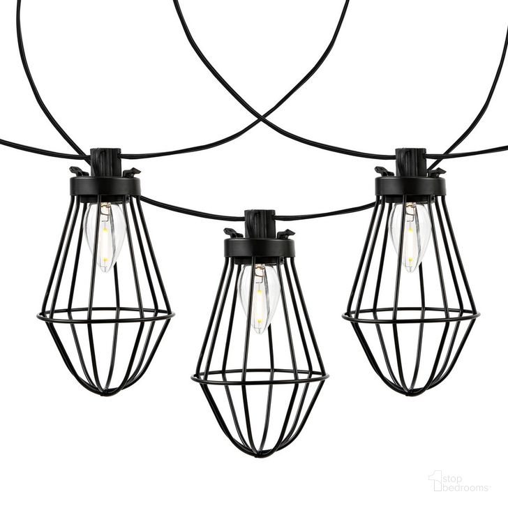 The appearance of Ellina Led Outdoor String Lights in Black designed by Safavieh in the coastal interior design. This black piece of furniture  was selected by 1StopBedrooms from Ellina Collection to add a touch of cosiness and style into your home. Sku: PLT4054A. Material: Metal. Product Type: Lighting. Image1