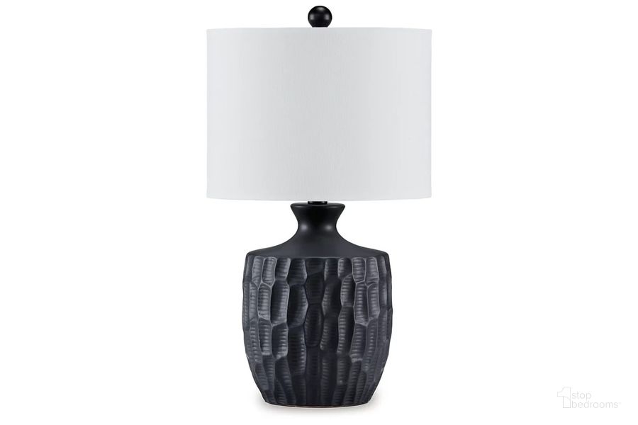 The appearance of Ellisley Table Lamp In Black designed by Signature Design by Ashley in the transitional interior design. This black piece of furniture  was selected by 1StopBedrooms from Ellisley Collection to add a touch of cosiness and style into your home. Sku: L180174. Material: Ceramic. Product Type: Table Lamp. Image1