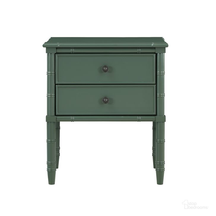 The appearance of Ellison 2 Drawer Nightstand In Green designed by Comfort Pointe in the transitional interior design. This green piece of furniture  was selected by 1StopBedrooms from Ellison Collection to add a touch of cosiness and style into your home. Sku: 826-10-32. Product Type: Nightstand. Material: Poplar. Image1