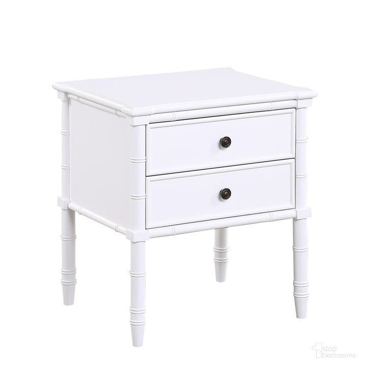 The appearance of Ellison 2 Drawer Nightstand In White designed by Comfort Pointe in the transitional interior design. This white piece of furniture  was selected by 1StopBedrooms from Ellison Collection to add a touch of cosiness and style into your home. Sku: 826-10-50. Product Type: Nightstand. Material: Poplar. Image1