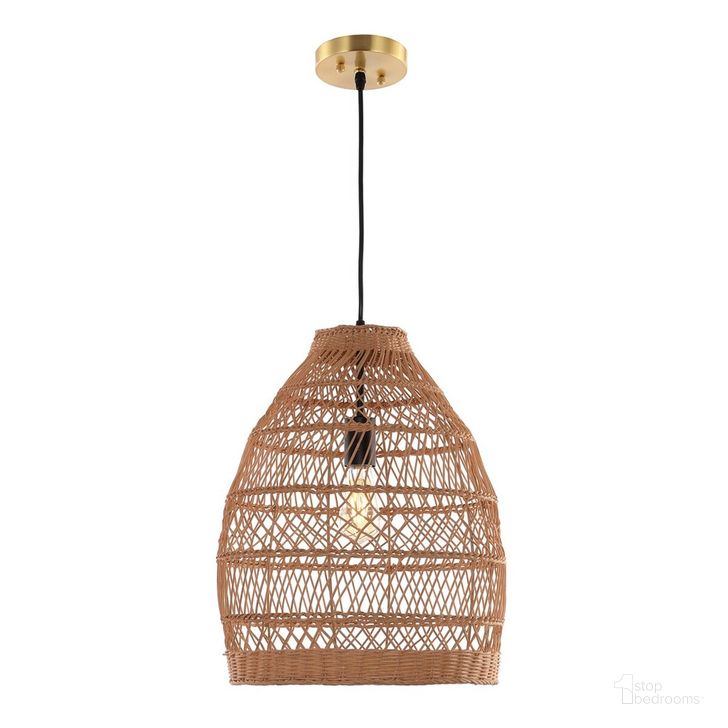 The appearance of Elodia Pendant in Natural designed by Safavieh in the coastal interior design. This natural piece of furniture  was selected by 1StopBedrooms from Elodia Collection to add a touch of cosiness and style into your home. Sku: PND4123A. Material: Rattan. Product Type: Pendant Lighting. Image1