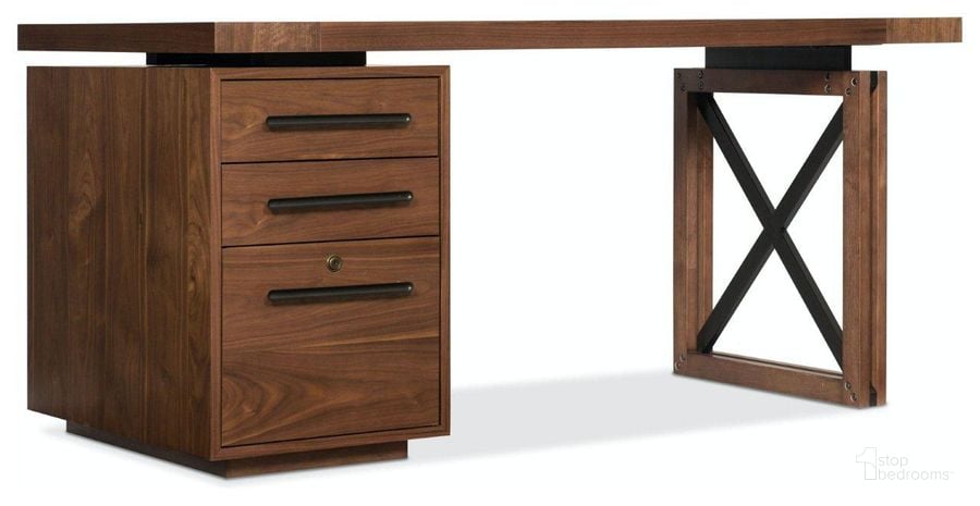 The appearance of Elon Brown 64 Inch Desk designed by Hooker in the transitional interior design. This brown piece of furniture  was selected by 1StopBedrooms from Elon Collection to add a touch of cosiness and style into your home. Sku: 1650-10164-MWD;1650-10104-MWD;1650-10246-MWD. Product Type: Writing Desk. Image1