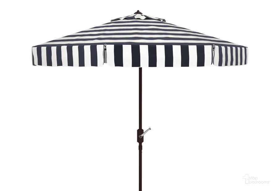 The appearance of Elsa Fashion Line 11Ft Rnd Umbrella PAT8103A designed by Safavieh in the modern / contemporary interior design. This black and white piece of furniture  was selected by 1StopBedrooms from Elsa Collection to add a touch of cosiness and style into your home. Sku: PAT8103A. Material: Aluminum. Product Type: Umbrella. Image1
