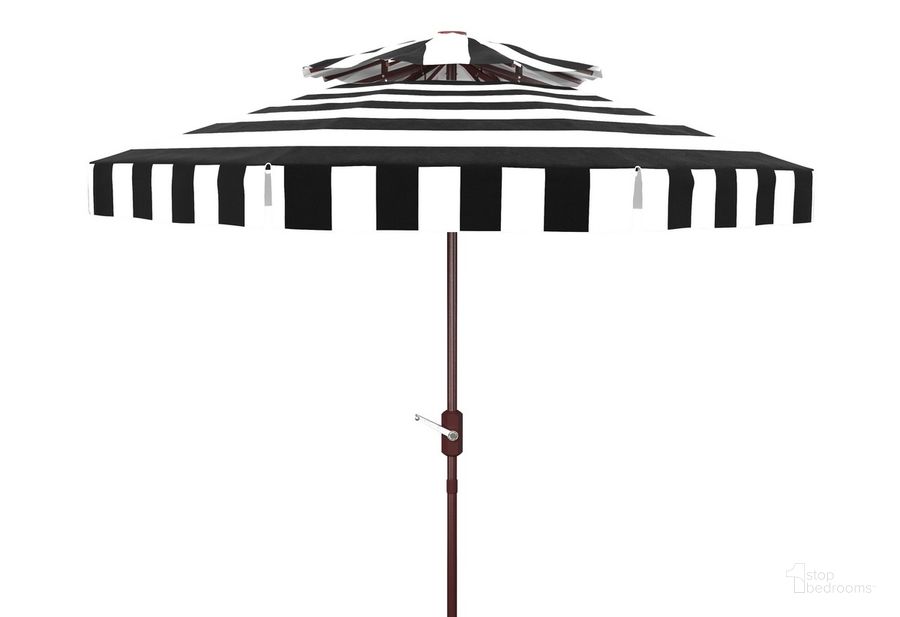 The appearance of Elsa Fashion Line 9Ft Double Top Umbrella PAT8203B designed by Safavieh in the modern / contemporary interior design. This white navy piece of furniture  was selected by 1StopBedrooms from Elsa Collection to add a touch of cosiness and style into your home. Sku: PAT8203B. Material: Aluminum. Product Type: Umbrella. Image1