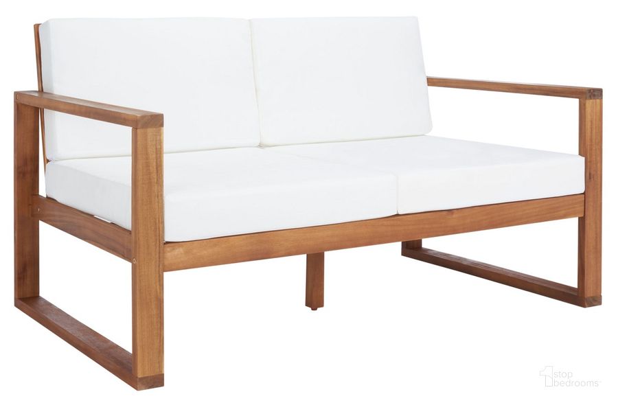 The appearance of Emiko Outdoor Bench in Beige PAT7302A designed by Safavieh in the modern / contemporary interior design. This beige piece of furniture  was selected by 1StopBedrooms from Emiko Collection to add a touch of cosiness and style into your home. Sku: PAT7302A. Material: Wood. Product Type: Outdoor Bench. Image1