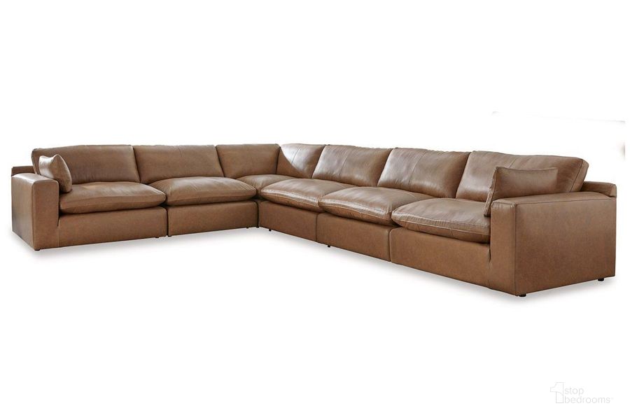 The appearance of Eusebio Caramel Sectional Set 0qd24542733c designed by Polished Pine in the modern / contemporary interior design. This caramel piece of furniture  was selected by 1StopBedrooms from Eusebio Collection to add a touch of cosiness and style into your home. Sku: 3090164;3090146;3090146;3090146;3090177;3090165. Product Type: Sectional. Material: Leather Match.