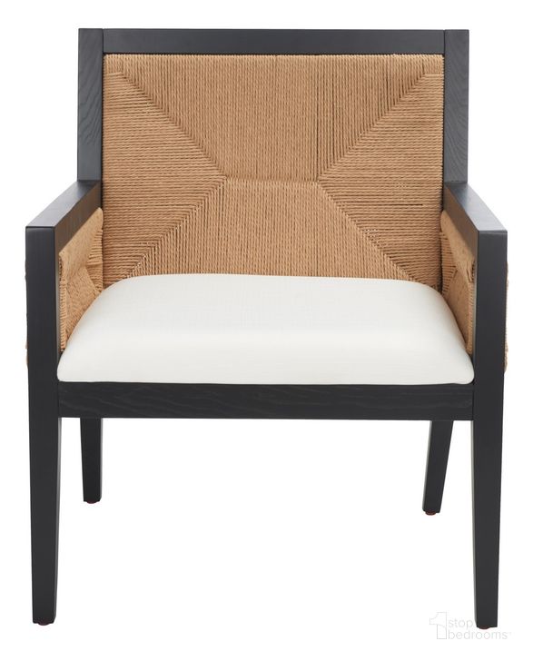 The appearance of Emilio Woven Accent Chair In Black and Natural designed by Safavieh Couture in the modern / contemporary interior design. This black and natural piece of furniture  was selected by 1StopBedrooms from Emilio Collection to add a touch of cosiness and style into your home. Sku: SFV4124A. Material: Wood. Product Type: Accent Chair. Image1