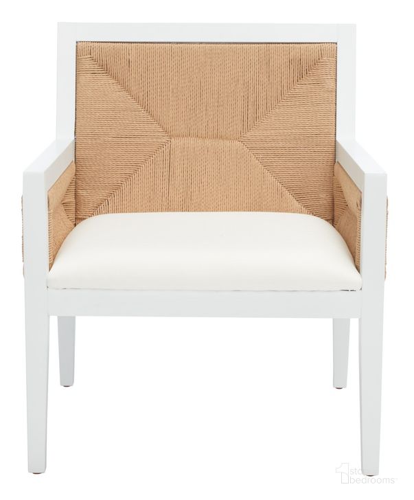 The appearance of Emilio Woven Accent Chair In White/Natural designed by Safavieh Couture in the modern / contemporary interior design. This white/natural piece of furniture  was selected by 1StopBedrooms from Emilio Collection to add a touch of cosiness and style into your home. Sku: SFV4124C. Material: Wood. Product Type: Accent Chair. Image1