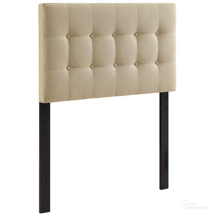 The appearance of Emily Beige Twin Upholstered Fabric Headboard designed by Modway in the modern / contemporary interior design. This beige piece of furniture  was selected by 1StopBedrooms from Emily Collection to add a touch of cosiness and style into your home. Sku: MOD-5176-BEI. Product Type: Headboard. Bed Size: Twin. Material: MDF. Image1