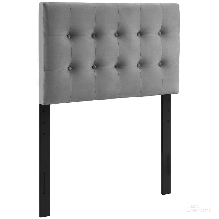 The appearance of Emily Gray Twin Biscuit Tufted Performance Velvet Headboard designed by Modway in the modern / contemporary interior design. This gray velvet piece of furniture  was selected by 1StopBedrooms from Emily Collection to add a touch of cosiness and style into your home. Sku: MOD-6114-GRY. Product Type: Headboard. Bed Size: Twin. Material: MDF. Image1