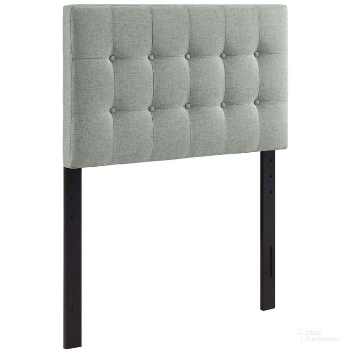 The appearance of Emily Gray Twin Upholstered Fabric Headboard designed by Modway in the modern / contemporary interior design. This gray piece of furniture  was selected by 1StopBedrooms from Emily Collection to add a touch of cosiness and style into your home. Sku: MOD-5176-GRY. Product Type: Headboard. Bed Size: Twin. Material: MDF. Image1