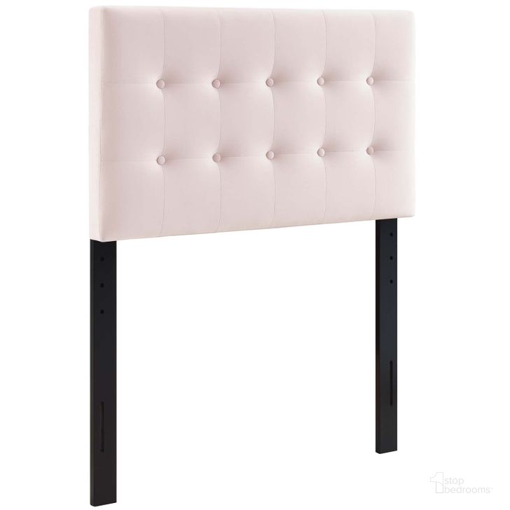 The appearance of Emily Pink Twin Biscuit Tufted Performance Velvet Headboard MOD-6114-PNK designed by Modway in the modern / contemporary interior design. This pink piece of furniture  was selected by 1StopBedrooms from Emily Collection to add a touch of cosiness and style into your home. Sku: MOD-6114-PNK. Product Type: Headboard. Bed Size: Twin. Material: MDF. Image1