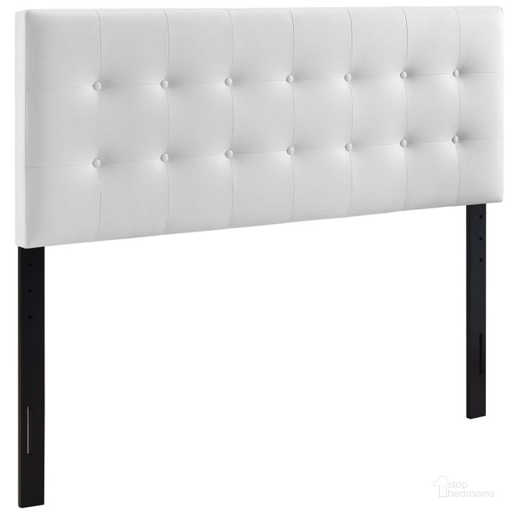 The appearance of Emily White Full Upholstered Vinyl Headboard designed by Modway in the modern / contemporary interior design. This white piece of furniture  was selected by 1StopBedrooms from Emily Collection to add a touch of cosiness and style into your home. Sku: MOD-5173-WHI. Product Type: Headboard. Bed Size: Full. Material: MDF. Image1