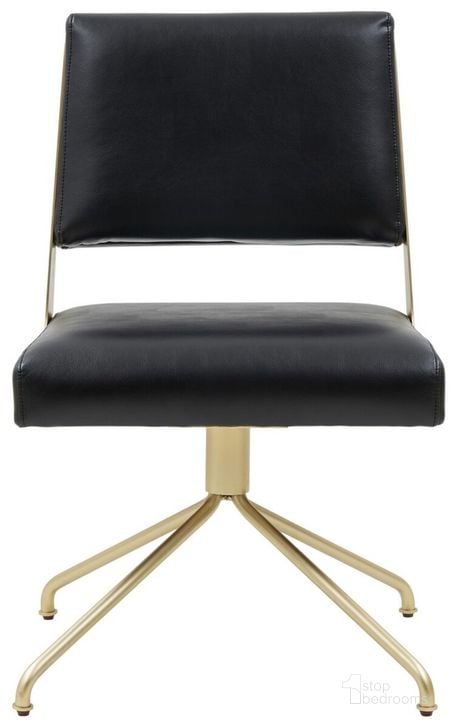 The appearance of Emmeline Swivel Office Chair In Black And Gold designed by Safavieh Couture in the modern / contemporary interior design. This black and gold piece of furniture  was selected by 1StopBedrooms from Emmeline Collection to add a touch of cosiness and style into your home. Sku: SFV4758A. Material: Wood. Product Type: Desk Chair. Image1