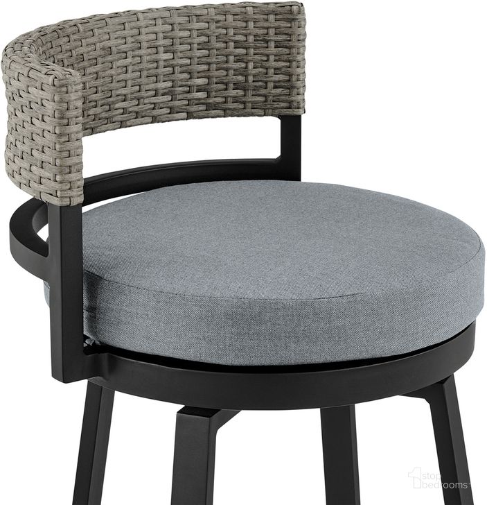 Encinitas Outdoor Patio Swivel Bar Stool In Aluminum and Wicker with