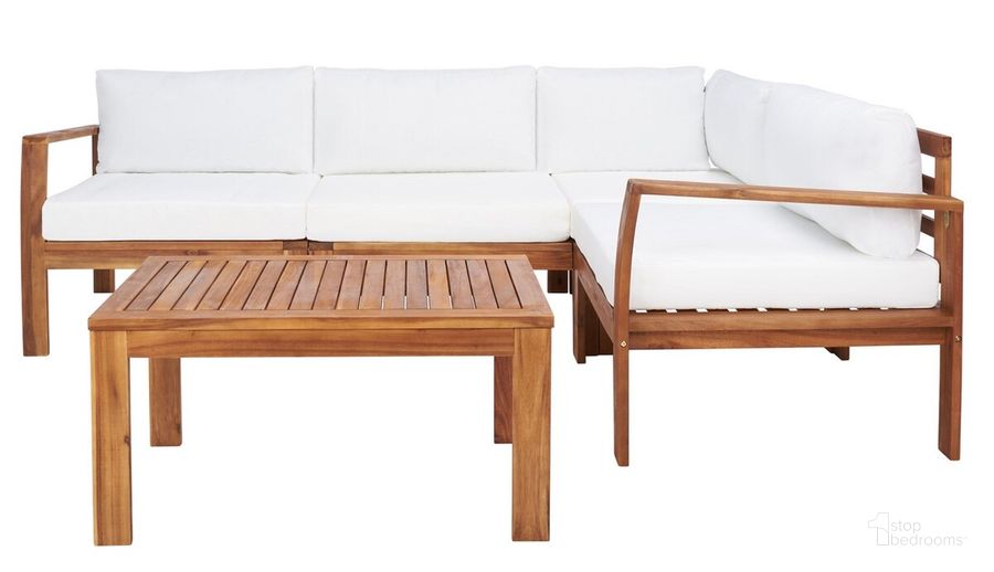 The appearance of Endelia Outdoor Living Set in Beige designed by Safavieh in the modern / contemporary interior design. This beige piece of furniture  was selected by 1StopBedrooms from Endelia Collection to add a touch of cosiness and style into your home. Sku: PAT7309A-2BX. Material: Wood. Product Type: Outdoor Set. Image1