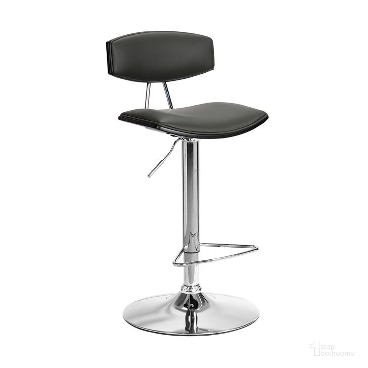 The appearance of Erik Adjustable Gray Faux Leather Swivel Barstool with Chrome Base designed by Armen Living in the transitional interior design. This gray piece of furniture  was selected by 1StopBedrooms from Erik Collection to add a touch of cosiness and style into your home. Sku: LCEKBABLGR. Material: Wood. Product Type: Barstool. Image1