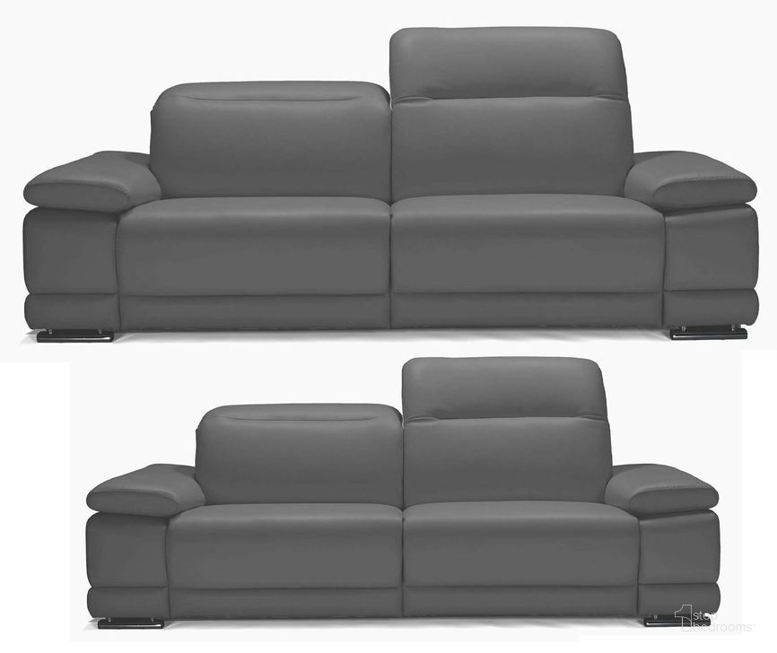 The appearance of Escape Dark Grey Leather Power Reclining Living Room Set With Power headrest designed by Bellini Modern Living in the modern / contemporary interior design. This gray piece of furniture  was selected by 1StopBedrooms from Escape Collection to add a touch of cosiness and style into your home. Sku: Escape S DGY;Escape LS DGY. Product Type: Living Room Set. Image1