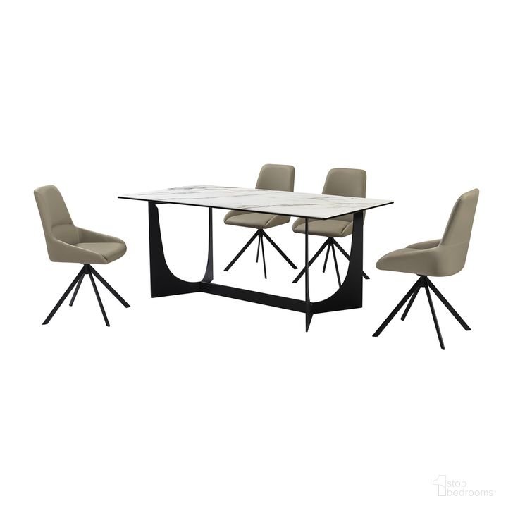 The appearance of Esme Maverick 5 Piece Dining Set In Gray designed by Armen Living in the modern / contemporary interior design. This gray piece of furniture  was selected by 1StopBedrooms from Esme Collection to add a touch of cosiness and style into your home. Sku: LCMVSITAGRYBLK;LCMVSITAGRYBLK;LCESDIBLKTOP;LCESDIBLKBA. Material: Steel. Product Type: Dining Room Set. Image1