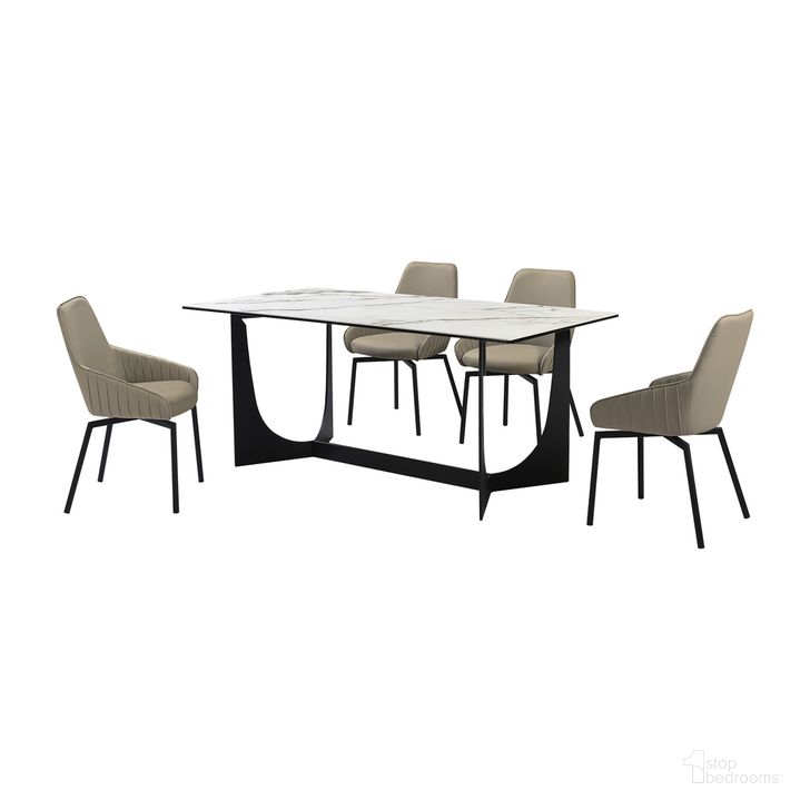 The appearance of Esme Shilo 5 Piece Dining Set In Gray designed by Armen Living in the modern / contemporary interior design. This gray piece of furniture  was selected by 1StopBedrooms from Esme Collection to add a touch of cosiness and style into your home. Sku: LCSHSITAGRYBLK;LCSHSITAGRYBLK;LCESDIBLKTOP;LCESDIBLKBA. Material: Steel. Product Type: Dining Room Set. Image1