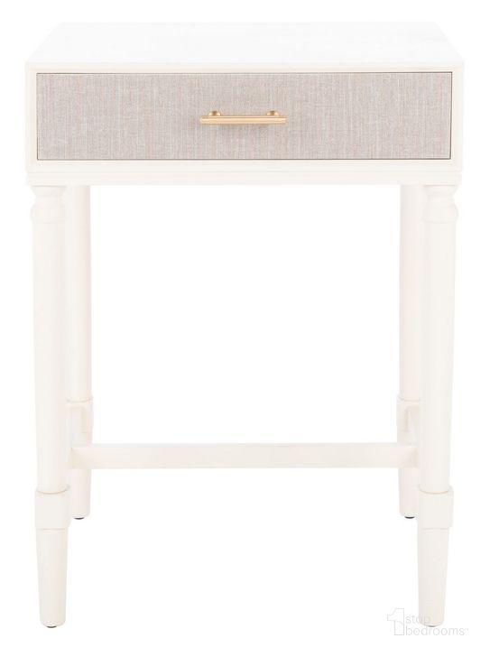 The appearance of Estella 1 Drawer Accent Table in White designed by Safavieh in the traditional interior design. This white piece of furniture  was selected by 1StopBedrooms from Estella Collection to add a touch of cosiness and style into your home. Sku: ACC5722A. Material: Wood. Product Type: Accent Table. Image1