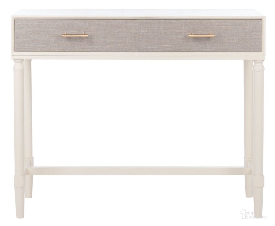 The appearance of Estella 2Drw Console Table in White designed by Safavieh in the modern / contemporary interior design. This white piece of furniture  was selected by 1StopBedrooms from Estella Collection to add a touch of cosiness and style into your home. Sku: CNS5731A. Material: Wood. Product Type: Console Table. Image1