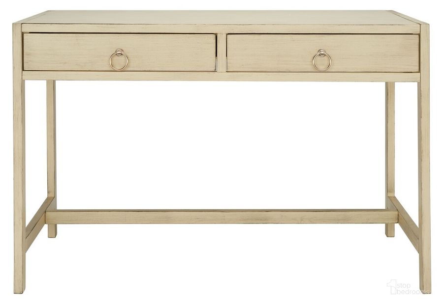 The appearance of Esther 2 Drawer Desk in Antique White designed by Safavieh in the modern / contemporary interior design. This antique white piece of furniture  was selected by 1StopBedrooms from Esther Collection to add a touch of cosiness and style into your home. Sku: DSK9200B. Product Type: Desk. Material: Iron. Image1
