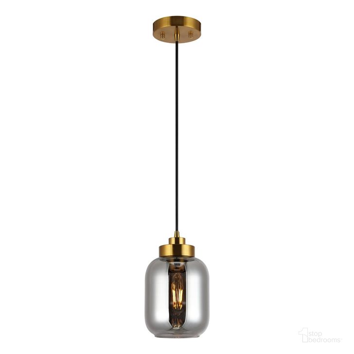 The appearance of Ethyx 6 Inch Smoke Grey and Brass Pendant designed by Safavieh in the rustic / southwestern interior design. This smoke grey piece of furniture  was selected by 1StopBedrooms from Ethyx Collection to add a touch of cosiness and style into your home. Sku: PND4143A. Material: Glass. Product Type: Pendant Lighting. Image1