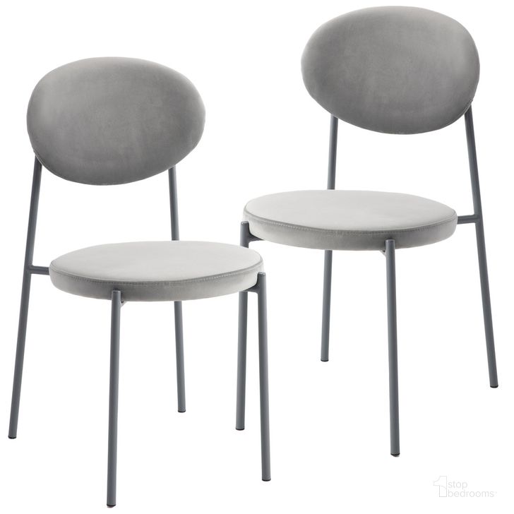 The appearance of Euston Velvet Dining Chair Set of 2 In Grey designed by LeisureMod in the modern / contemporary interior design. This grey piece of furniture  was selected by 1StopBedrooms from Euston Collection to add a touch of cosiness and style into your home. Sku: RC17GR2. Product Type: Dining Chair. Material: Velvet. Image1