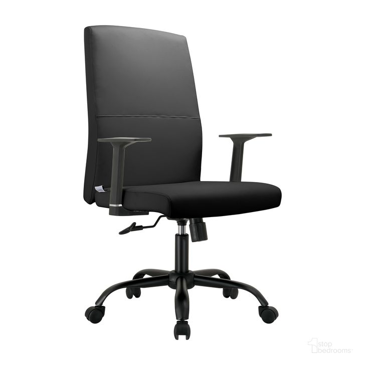 The appearance of Evander Series Office Guest Chair In Black Leather designed by LeisureMod in the modern / contemporary interior design. This black piece of furniture  was selected by 1StopBedrooms from Evander Collection to add a touch of cosiness and style into your home. Sku: EO19BLL. Material: Leather. Product Type: Office Chair. Image1