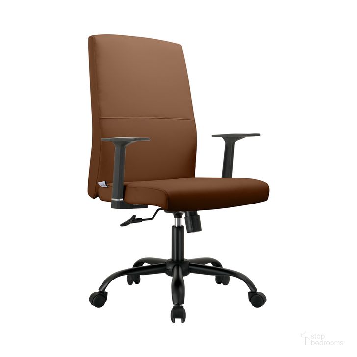 The appearance of Evander Series Office Guest Chair In Dark Brown Leather designed by LeisureMod in the modern / contemporary interior design. This dark brown piece of furniture  was selected by 1StopBedrooms from Evander Collection to add a touch of cosiness and style into your home. Sku: EO19DBRL. Material: Leather. Product Type: Office Chair. Image1