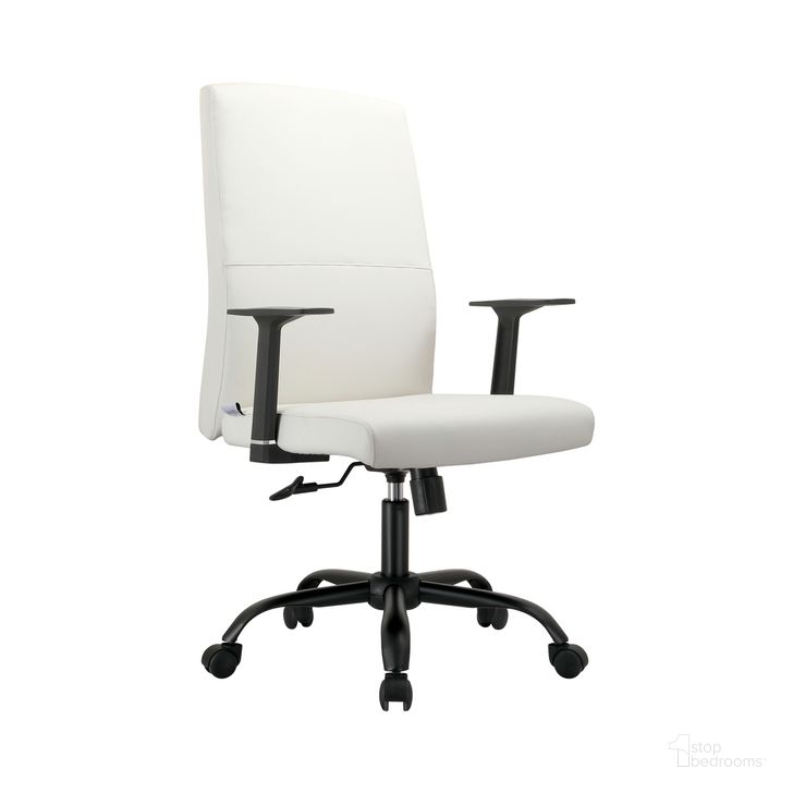 The appearance of Evander Series Office Guest Chair In White Leather designed by LeisureMod in the modern / contemporary interior design. This white piece of furniture  was selected by 1StopBedrooms from Evander Collection to add a touch of cosiness and style into your home. Sku: EO19WL. Material: Leather. Product Type: Office Chair. Image1