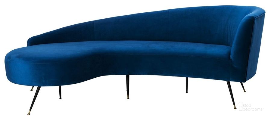 The appearance of Evangeline Parisian Sofa In Navy And Black designed by Safavieh Couture in the modern / contemporary interior design. This navy piece of furniture  was selected by 1StopBedrooms from Evangeline Collection to add a touch of cosiness and style into your home. Sku: SFV2101C. Material: Metal. Product Type: Sofa. Image1