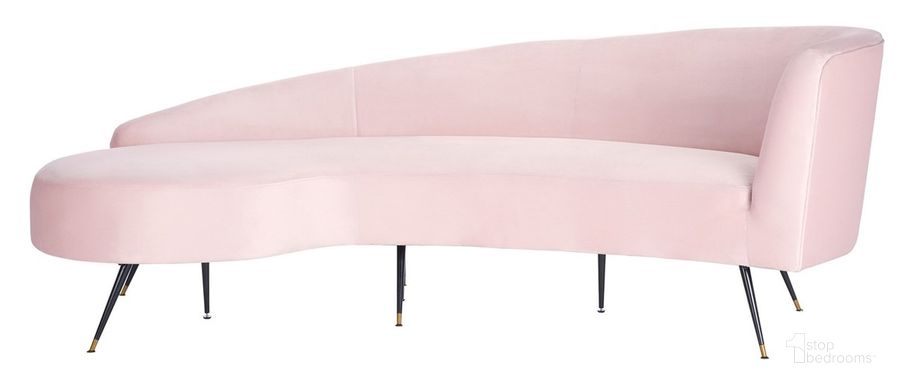 The appearance of Evangeline Parisian Sofa In Pale Pink designed by Safavieh Couture in the modern / contemporary interior design. This pink piece of furniture  was selected by 1StopBedrooms from Evangeline Collection to add a touch of cosiness and style into your home. Sku: SFV2101D. Material: Metal. Product Type: Sofa. Image1