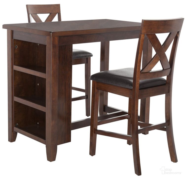 The appearance of Everest Mahogany/Black 3 Piece Pub Set designed by Safavieh in the modern / contemporary interior design. This mahogany piece of furniture  was selected by 1StopBedrooms from Everest Collection to add a touch of cosiness and style into your home. Sku: DNS9203A. Material: Wood. Product Type: Bistro & Pub Set. Image1