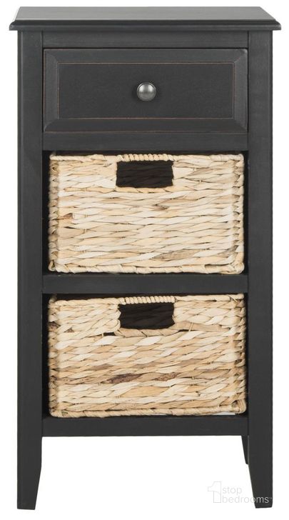 The appearance of Everly Distressed Black Drawer Side Table designed by Safavieh in the coastal interior design. This distressed black piece of furniture  was selected by 1StopBedrooms from Everly Collection to add a touch of cosiness and style into your home. Sku: AMH5743A. Material: Aluminum. Product Type: Side Table. Image1