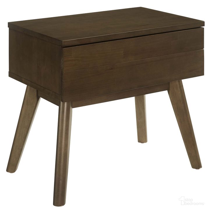 The appearance of Everly Walnut Wood Nightstand designed by Modway in the modern / contemporary interior design. This walnut piece of furniture  was selected by 1StopBedrooms from Everly Collection to add a touch of cosiness and style into your home. Sku: MOD-6069-WAL. Material: Wood. Product Type: Nightstand. Image1