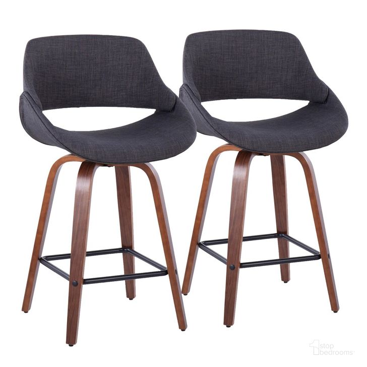 The appearance of Fabrico 26 Inch Fixed Height Counter Stool Set of 2 In Black designed by Lumisource in the transitional interior design. This black and brown piece of furniture  was selected by 1StopBedrooms from Fabrizzi Collection to add a touch of cosiness and style into your home. Sku: B26-FBCO-GRTZX2 WLCHAR2. Material: Wood. Product Type: Barstool. Image1