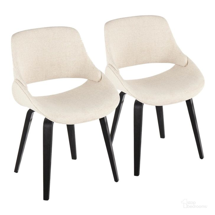 The appearance of Fabrico Chair Set of 2 In Black designed by Lumisource in the transitional interior design. This cream piece of furniture  was selected by 1StopBedrooms from Fabrizzi Collection to add a touch of cosiness and style into your home. Sku: CH-FABRICO-HLBW2 BKFCR2. Material: Wood. Product Type: Chair. Image1
