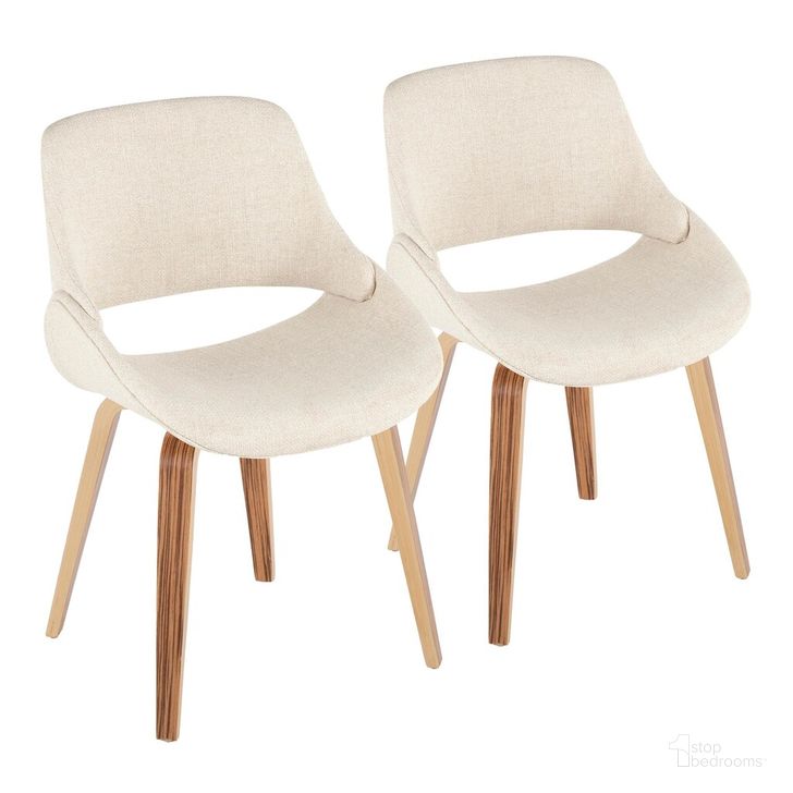 The appearance of Fabrico Chair Set of 2 In Zebra designed by Lumisource in the transitional interior design. This cream piece of furniture  was selected by 1StopBedrooms from Fabrizzi Collection to add a touch of cosiness and style into your home. Sku: CH-FABRICO-HLBW2 ZBFCR2. Material: Wood. Product Type: Chair. Image1