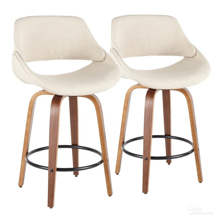 The appearance of Fabrico Fixed Height Counter Stool Set of 2 In Cream designed by Lumisource in the transitional interior design. This cream piece of furniture  was selected by 1StopBedrooms from Fabrizzi Collection to add a touch of cosiness and style into your home. Sku: B26-FBCOPU-SWVX2 WLCR2. Material: Wood. Product Type: Barstool. Image1