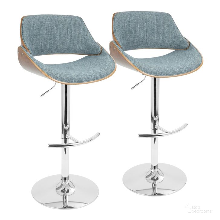The appearance of Fabrizzi Adjustable Barstool Set of 2 In Chrome designed by Lumisource in the transitional interior design. This chrome piece of furniture  was selected by 1StopBedrooms from Fabrizzi Collection to add a touch of cosiness and style into your home. Sku: BS-FBZZ2-SWVRT WLBU2. Material: Wood. Product Type: Barstool. Image1