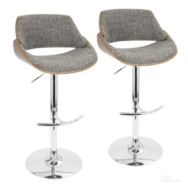 The appearance of Fabrizzi Adjustable Barstool Set of 2 In Chrome designed by Lumisource in the transitional interior design. This ash piece of furniture  was selected by 1StopBedrooms from Fabrizzi Collection to add a touch of cosiness and style into your home. Sku: BS-FBZZ2-SWVRT WLGY2. Material: Wood. Product Type: Barstool. Image1