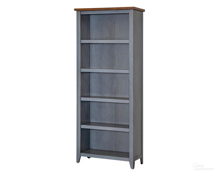 The appearance of Fairmont Farmhouse Open Wood Bookcase In Blue designed by Martin Furniture in the country / farmhouse interior design. This blue piece of furniture  was selected by 1StopBedrooms from Fairmont Collection to add a touch of cosiness and style into your home. Sku: IMFT3072B. Material: Wood. Product Type: Bookcase. Image1