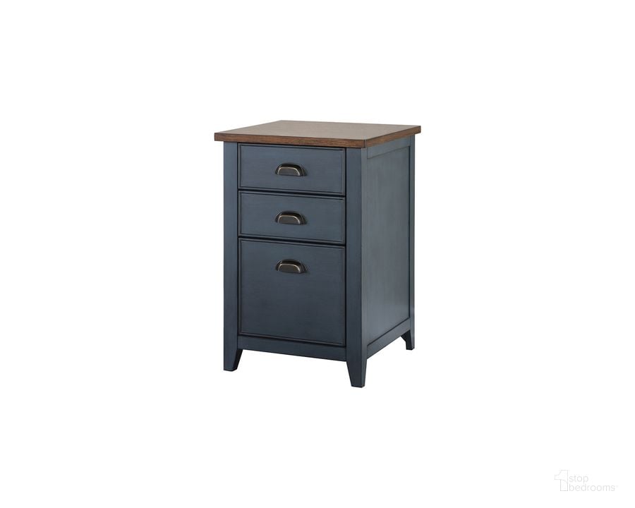 The appearance of Fairmont Farmhouse Three Drawer Wood File Cabinet In Blue designed by Martin Furniture in the country / farmhouse interior design. This blue piece of furniture  was selected by 1StopBedrooms from Fairmont Collection to add a touch of cosiness and style into your home. Sku: IMFT201B. Material: Wood. Product Type: File Cabinet. Image1