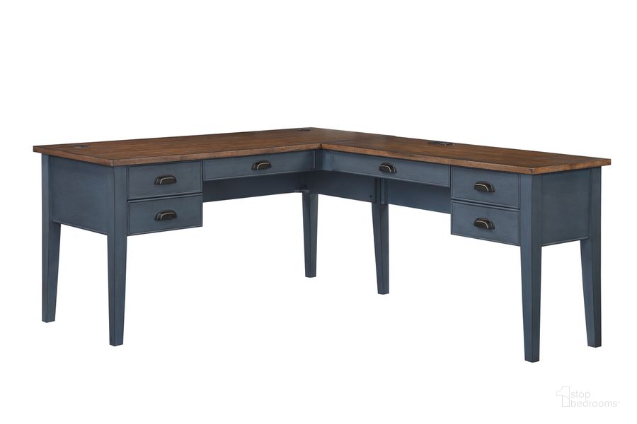 The appearance of Fairmont Farmhouse Wood Return Half-Pedestal Writing Desk In Blue designed by Martin Furniture in the country / farmhouse interior design. This blue piece of furniture  was selected by 1StopBedrooms from Fairmont Collection to add a touch of cosiness and style into your home. Sku: IMFT664RB-KIT. Material: Wood. Product Type: Office Desk. Image1