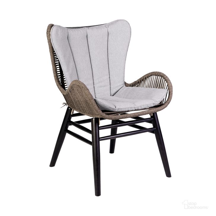The appearance of Fanny Outdoor Patio Dining Chair In Dark Eucalyptus Wood and Truffle Rope designed by Armen Living in the modern / contemporary interior design. This gray piece of furniture  was selected by 1StopBedrooms from Fanny Collection to add a touch of cosiness and style into your home. Sku: 840254335936. Material: Fabric. Product Type: Outdoor Dining Chair. Image1