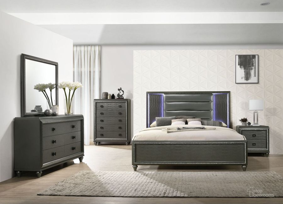 The appearance of Faris Gray Panel Bedroom Set designed by Picket House in the transitional interior design. This gray piece of furniture  was selected by 1StopBedrooms from Faris Collection to add a touch of cosiness and style into your home. Sku: MN600QH;MN600QF;MN600QKR;MN650NS. Product Type: Bedroom Set. Bed Size: Queen. Material: Rubberwood. Image1