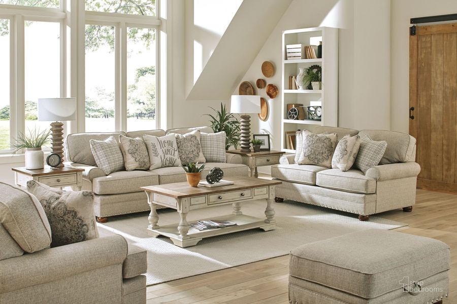 The appearance of Farmington Buff Living Room Set designed by Jackson in the transitional interior design. This beige piece of furniture  was selected by 1StopBedrooms from Farmington Collection to add a touch of cosiness and style into your home. Sku: 428303156146243038;428302156146243038. Material: Polyester. Product Type: Living Room Set. Image1