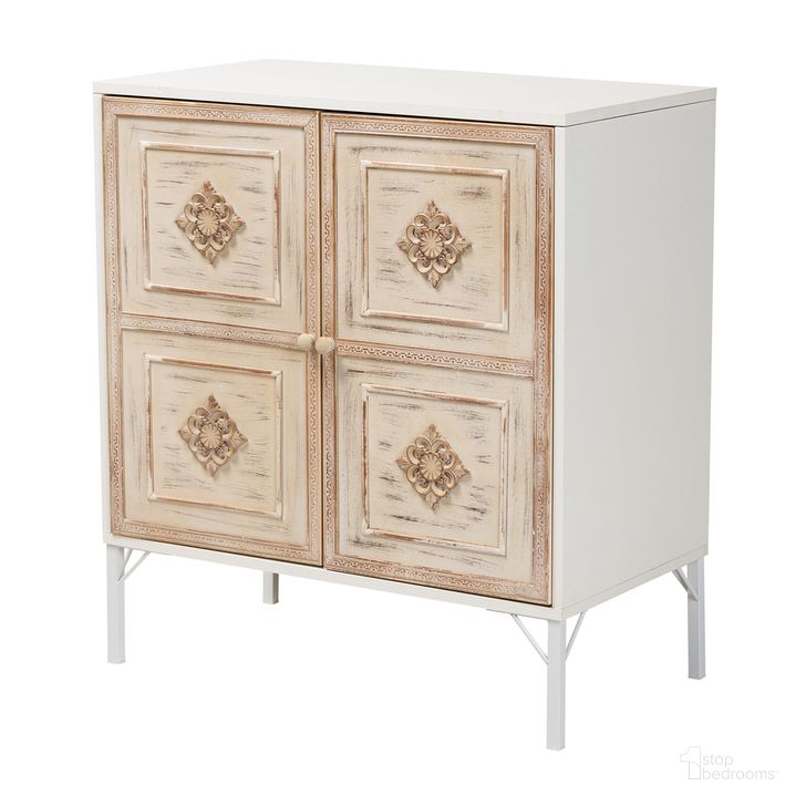 The appearance of Favian Two Tone Wood and Metal 2 Door Sideboard In White and Weathered Brown designed by Baxton Studio in the traditional interior design. This white/brown piece of furniture  was selected by 1StopBedrooms from Favian Collection to add a touch of cosiness and style into your home. Sku: LCF20163-Cabinet. Material: Metal. Product Type: Sideboard. Image1